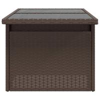 Tuintafel met glazen blad 100x55x73 cm poly rattan bruin - thumbnail
