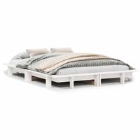 Bedframe zonder matras massief grenenhout wit 120x190 cm - thumbnail