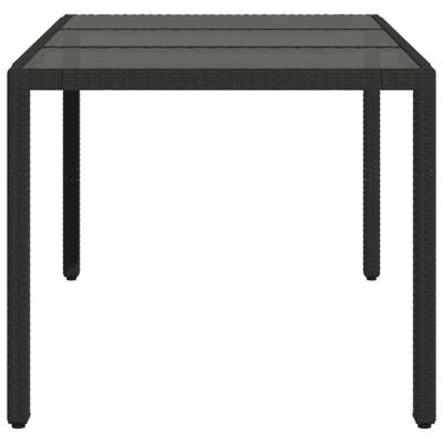 Tuintafel met glazen blad 150x90x75 cm poly rattan zwart - thumbnail