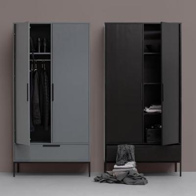 WOOOD Kledingkast 'Adam' 2-deurs, kleur Zwart
