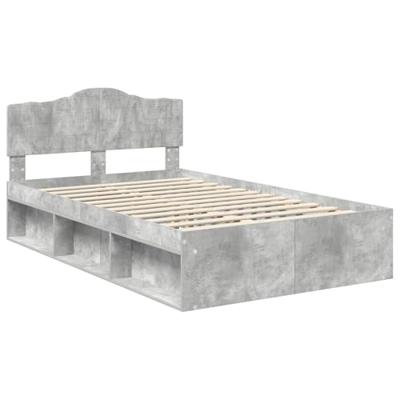 Bedframe met hoofdeinde Beton 120 x 190 cm Massief grenenhout