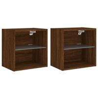 Nachtkastjes met LED's 2 st wandgemonteerd bruineikenkleurig - thumbnail