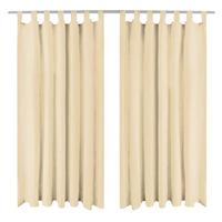 VidaXL Micro-satijnen gordijnen met lussen 140x225 cm beige 2 st - thumbnail