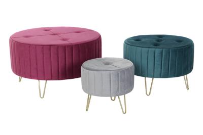 Voetensteun DKD Home Decor 80 x 80 x 45 cm Metaal Polyester Fluweel