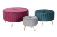 Voetensteun DKD Home Decor 80 x 80 x 45 cm Metaal Polyester Fluweel - thumbnail