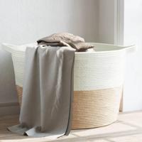 VidaXL Wasmand ø 60x36 cm katoen beige en wit - thumbnail
