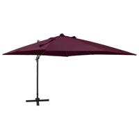 VidaXL Zweefparasol met paal en led-verlichting 300 cm bordeauxrood - thumbnail