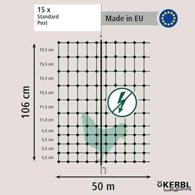 KERBL Net voor kippen 50 m - 106 cm - dubbelpuntig - groen - niet elektrisch