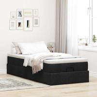Ottoman bed met matras 80x200cm stof zwart - thumbnail