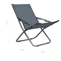 Strandstoelen 2 st inklapbaar stof grijs - thumbnail