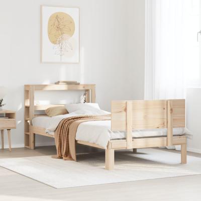 Bedframe met hoofdbord massief grenenhout 75x190 cm