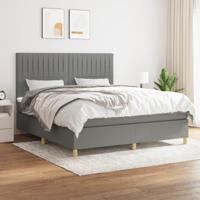 Boxspring met matras stof donkergrijs 180x200 cm - thumbnail