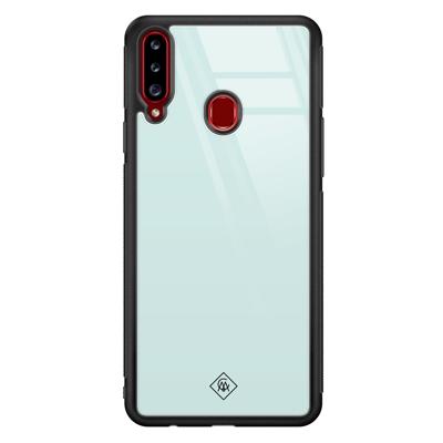 Samsung Galaxy A20s glazen hardcase - Pastel blauw