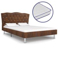 vidaXL Bed met traagschuim matras stof bruin 140x200 cm - thumbnail