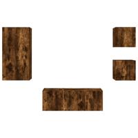5-delige tv-wandmeubelset met LED bewerkt hout gerookt eiken - thumbnail
