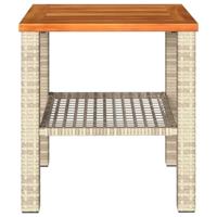 Tuintafel 40x40x42 cm poly rattan en acaciahout beige - thumbnail