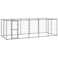 Hondenkennel met dak 12,1 m² staal - thumbnail
