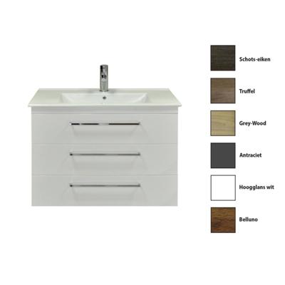 Badkamermeubelset Sanicare Q6 Drie Laden Chromen Greep 100 cm Belluno Eiken