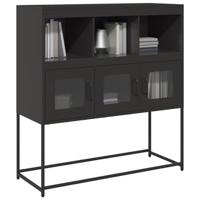 Dressoir 100,5x39x107 cm koudgewalst staal zwart - thumbnail