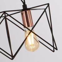 Searchlight Eetkamer hanglampAnthea 3-lichts zwart met roodkoper - 8413-3BK - thumbnail