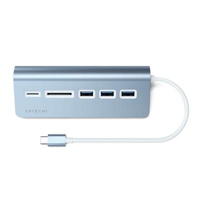 SATECHI USB-C Combo Hub Voor Desktop - USB-A 3.0 Datapoorten & Micro/SD Kaartlezers - Voor M2/M1 Macbook Pro/Air, M2/M1 iPad Pro/Air, M2 Mac Mini, iMac M1 (Blauw)