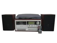 Roadstar HIF-8892EBT Mini Hi-Fi Music System Platenspeler 33/45/78 omwentelingen, digitale radio PLL FM-radio, CD-MP3-speler, cassette, Bluetooth, opnamefunctie, USB, SD-kaart, afstandsbediening, hout - thumbnail
