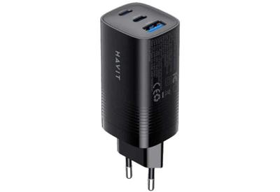 Havit UC20 - GaN 65 W reislader met drie poorten, zwart