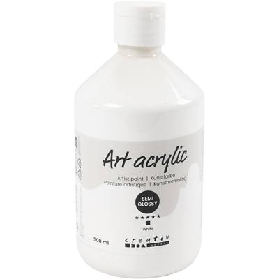 Creativ Company Acryl verf, semi-glanzend, dekkend, wit, 500 ml/ 1 fles Creativ Company Acryl verf, semi-glanzend, dekkend, wit, 500 ml/ 1 fles