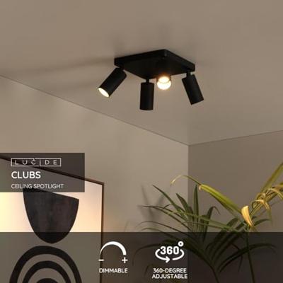 Lucide CLUBS - Plafondspot - 4xGU10 - Zwart