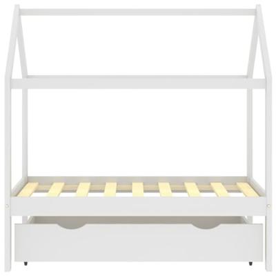 Kinderbedframe met lade massief grenenhout 70x140 cm wit