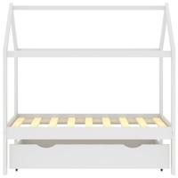 Kinderbedframe met lade massief grenenhout 70x140 cm wit - thumbnail