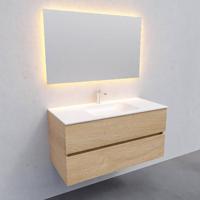 Badkamermeubel Solid Surface BWS Oslo 100x46 cm Midden Wood Washed Oak (met 1 kraangat) - thumbnail