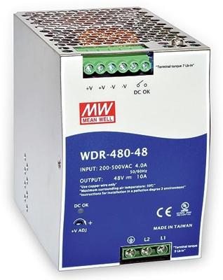 Mean Well wdr-480 – 48 480 W Metallic Power Supply Unit – Power Supply Units (480 W, 180 – 550 V, 1%, 47 – 63 Hz, 1.6 A/400 VAC, 4 A/230 VAC, Active)