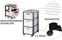 Rotho country design ladekast met wielen 3x18l wit - thumbnail