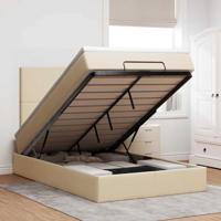 Ottoman bed met matras 120x190cm stof crèmekleurig - thumbnail