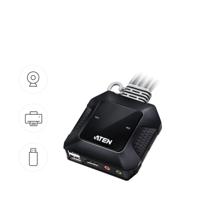 ATEN 2-Port USB-C-DisplayPort-Kabel KVM Switch KVM-console 4096 x 2160 Pixel - thumbnail