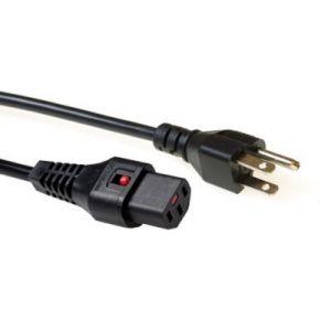 ACT AK5063 Netsnoer USA Stekker male | C13 IEC Lock | Zwart | 2 meter