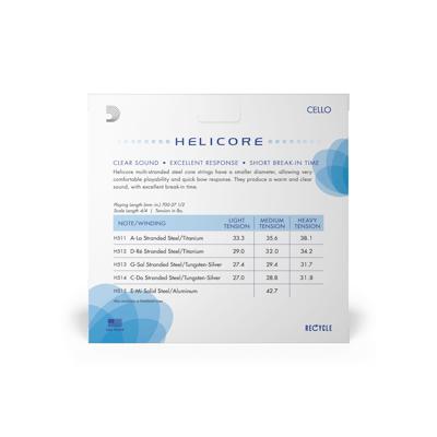 D'Addario H510 4/4M Helicore Cello String Set 4/4 Scale,Medium Tension Cello snaren