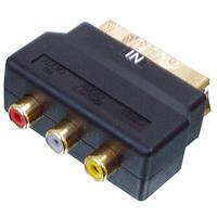 Scart plug naar 3x Tulp (in) gold plated - thumbnail