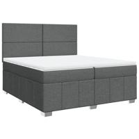 Boxspring met matras stof donkergrijs 200x200 cm - thumbnail
