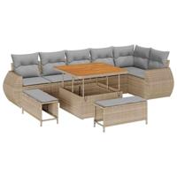Tuinbankenset 9 pcs Beige poly rattan - thumbnail