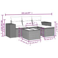 5-delige Loungeset met kussens poly rattan bruin - thumbnail
