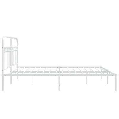 Bedframe met hoofdbord metaal wit 183x203 cm