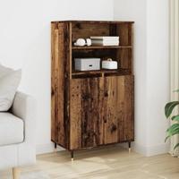 Hoge kast 60x36x110 cm bewerkt hout oud houtkleurig - thumbnail