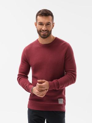 Edoti - Heren Sweater - Bordeauxrood - Klassiek - Ronde Hals