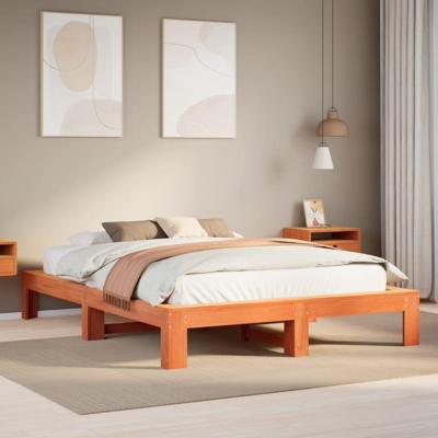 Bedframe zonder matras massief grenenhout wasbruin 150x200 cm