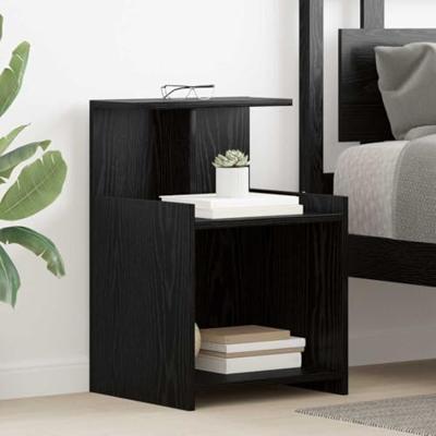 Nachtkastje 2 pcs Zwart eiken 40 x 35 x 60 cm Bewerkt hout