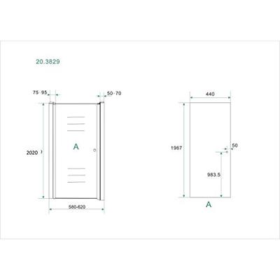 Between nisdeur 600 x 2000 x 8 mm nano helder glas/chroom Between nisdeur 600 x 2000 x 8 mm nano helder glas/chroom