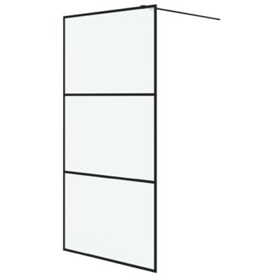 VidaXL Inloopdouchewand 100x195 cm mat esg-glas zwart - thumbnail