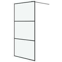 Inloopdouchewand 100x195 cm mat ESG-glas zwart - thumbnail